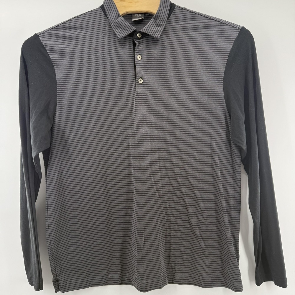 PING Shirt Mens Extra Large Gray Striped Long Sleeve SensorCool Golf Performance